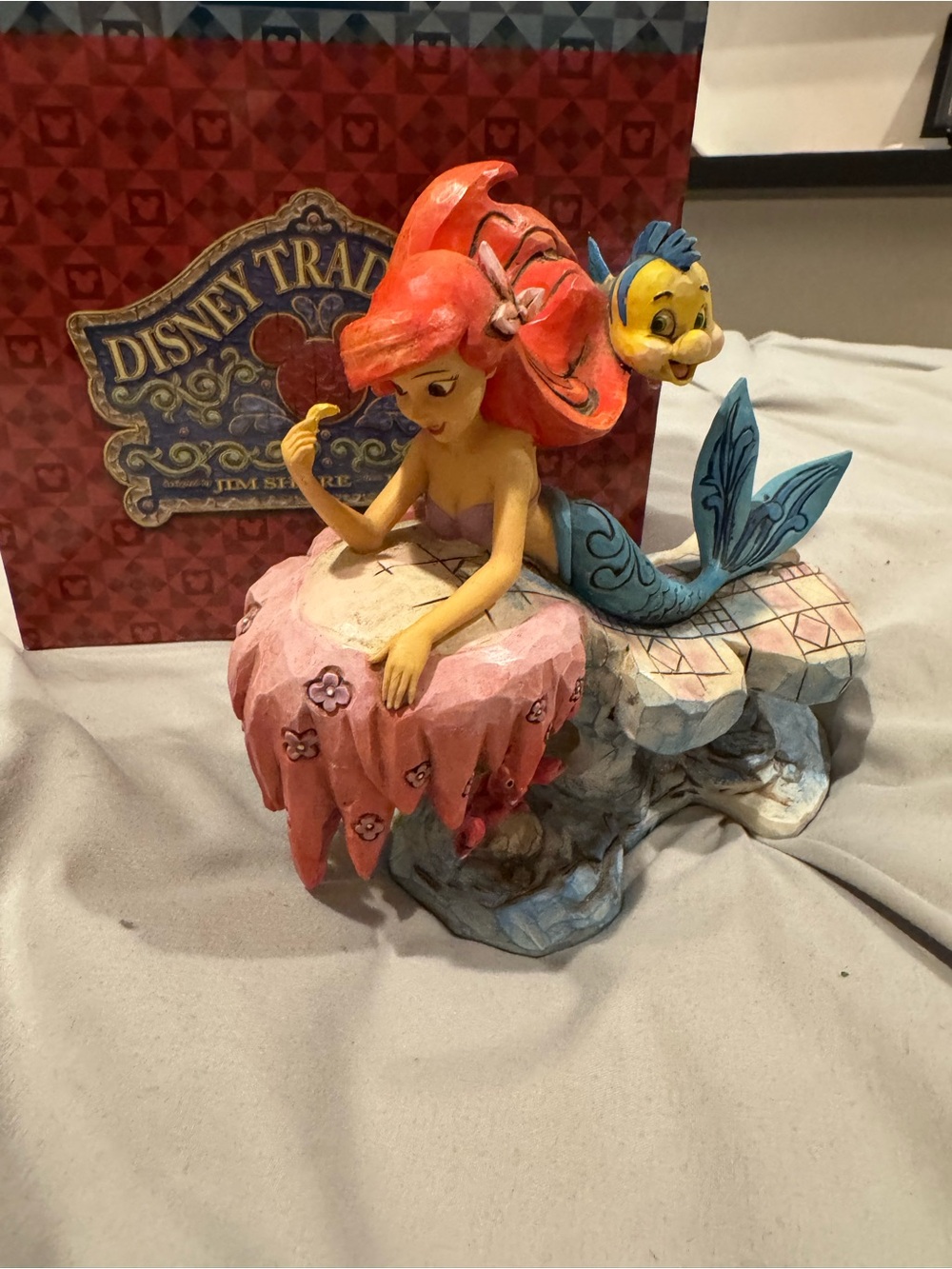 Disney/Jim Shore Ariel & Flounder Figurine - Red, Blue, Pink, Yellow
